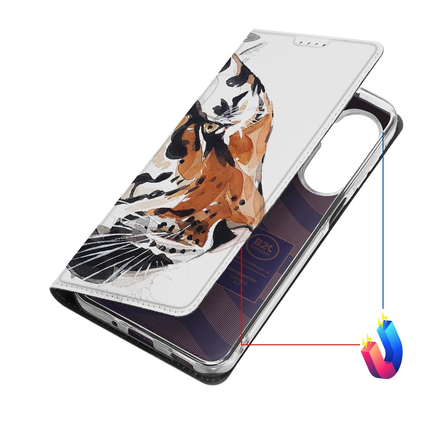 Samsung Galaxy A27 bookcase Tiger met kunstleren klep