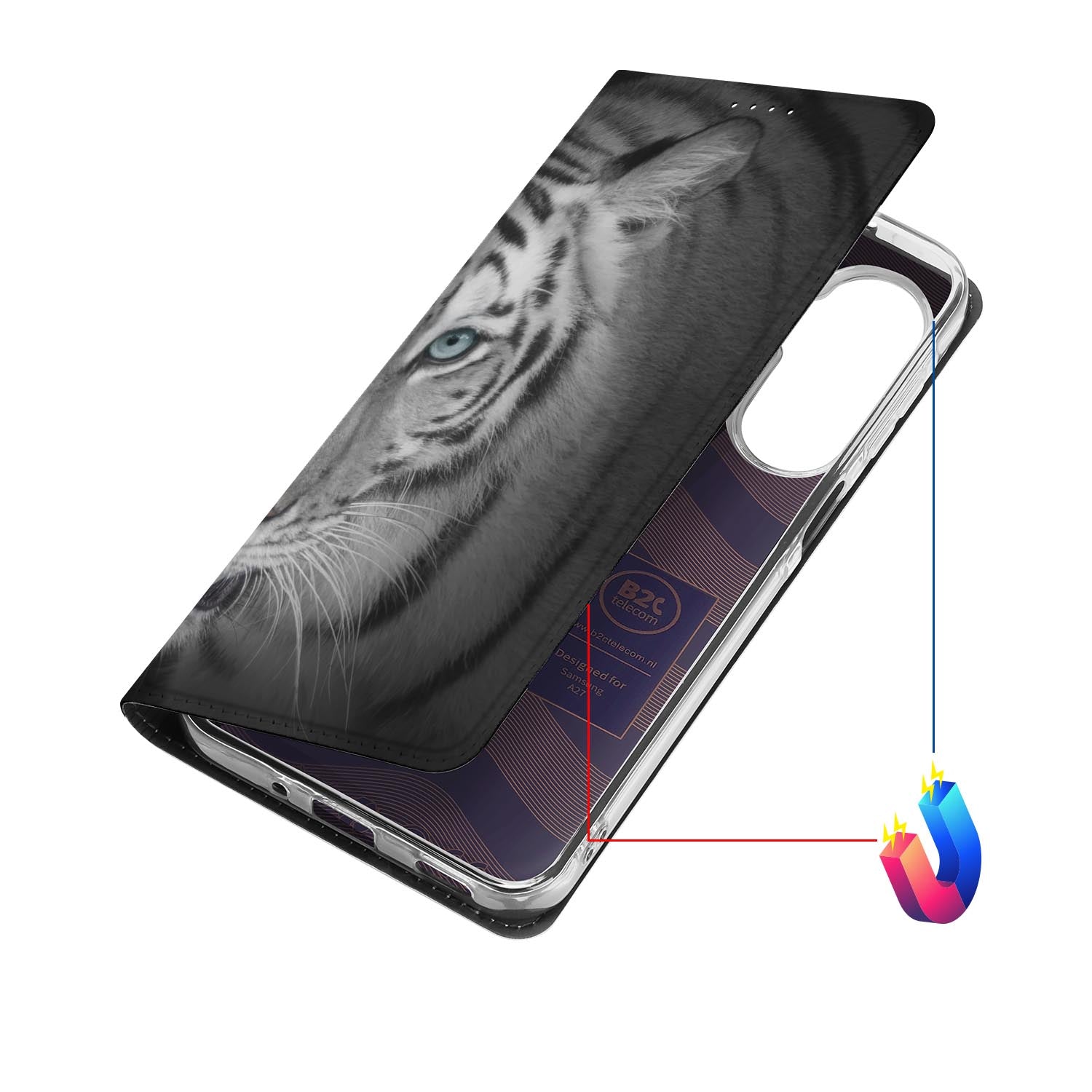 Samsung Galaxy A27 bookcase Tijger met kunstleren klep