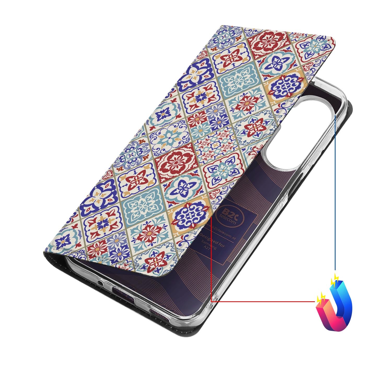 Samsung Galaxy A27 bookcase Tiles Color met kunstleren klep