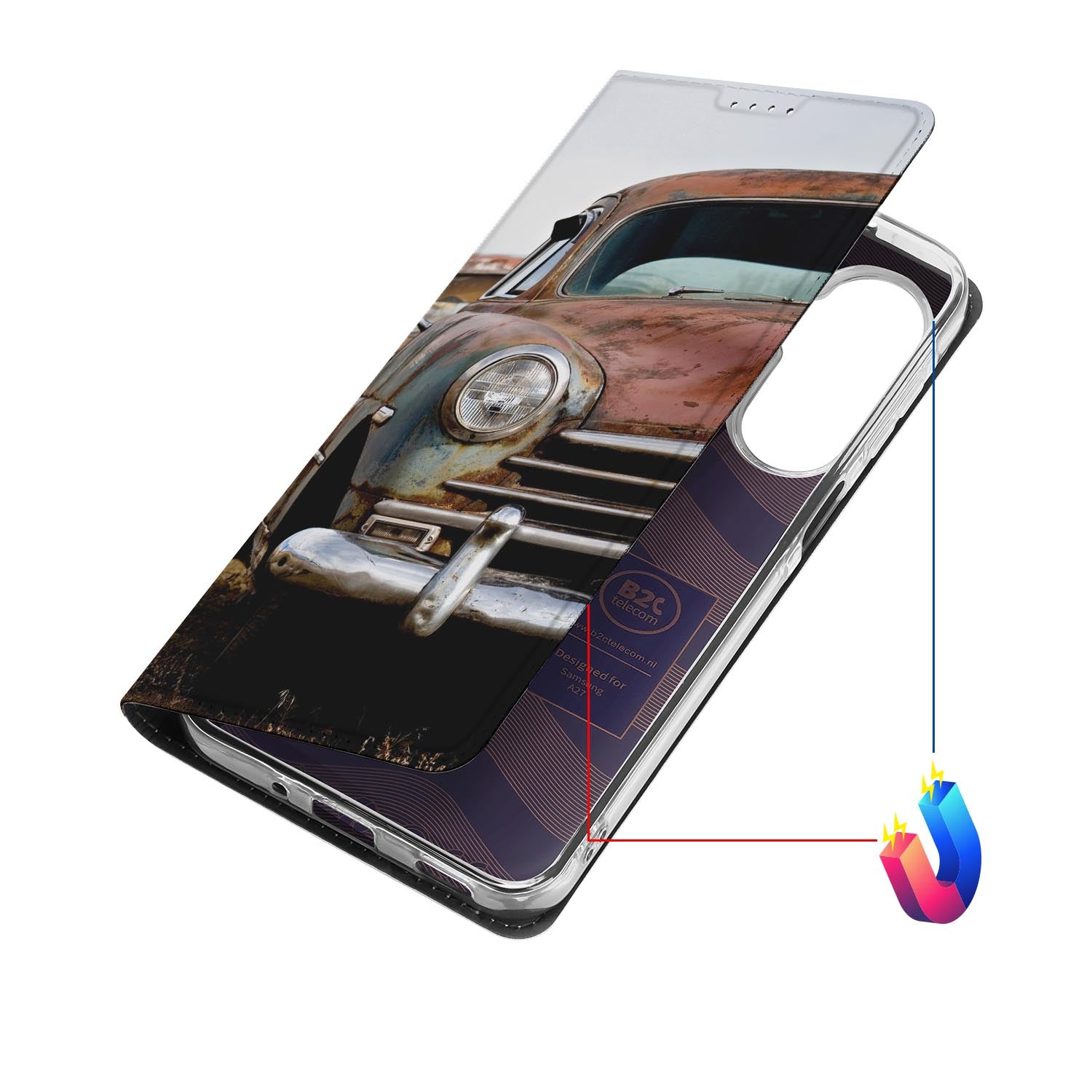 Samsung Galaxy A27 bookcase Vintage Auto met kunstleren klep