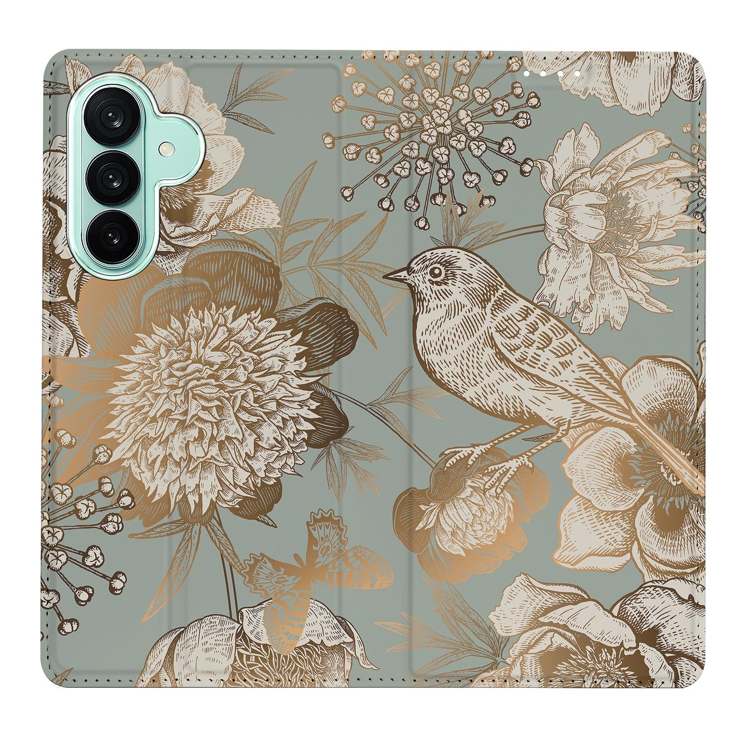 Samsung Galaxy A27 boekhoesje Vintage Bird Flowers met pasjesvak