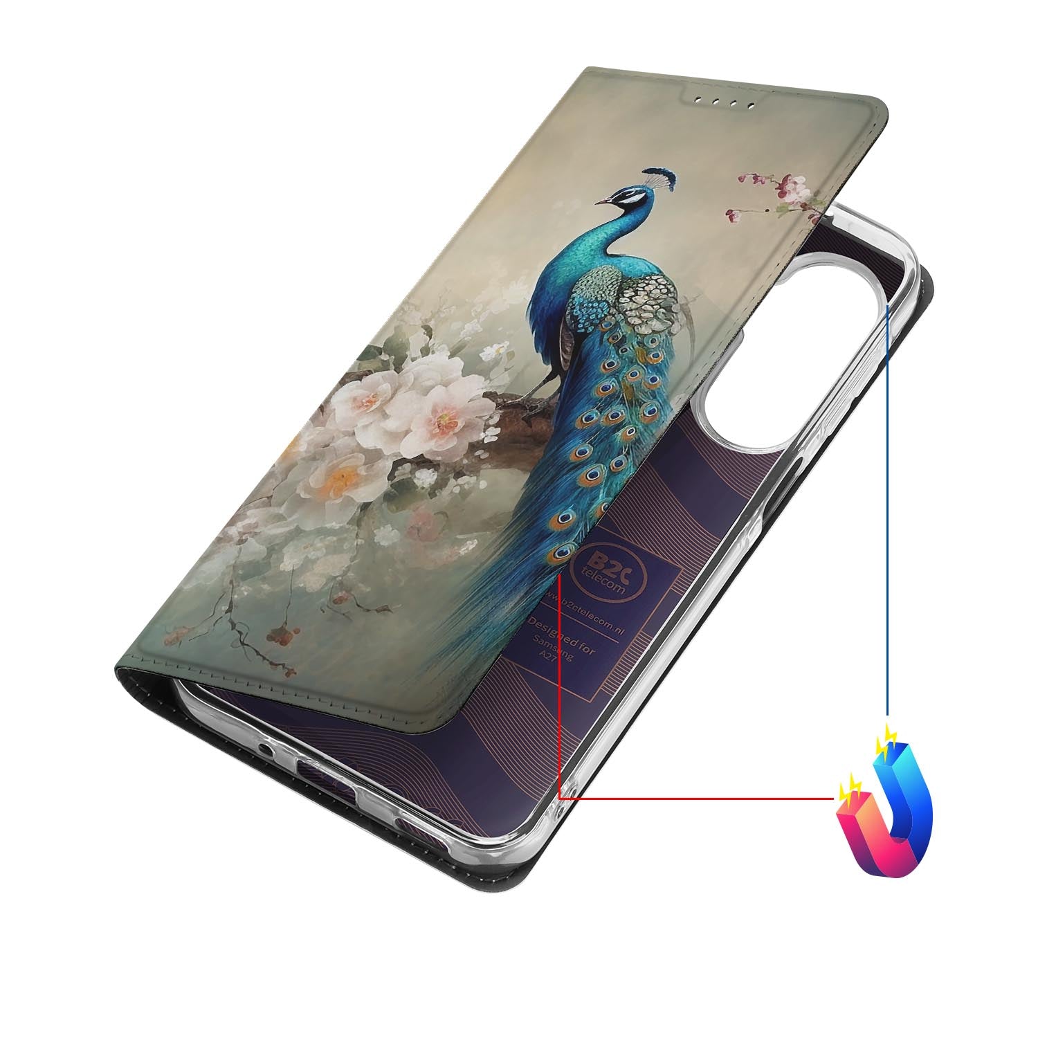 Samsung Galaxy A27 bookcase Vintage Pauwen met kunstleren klep