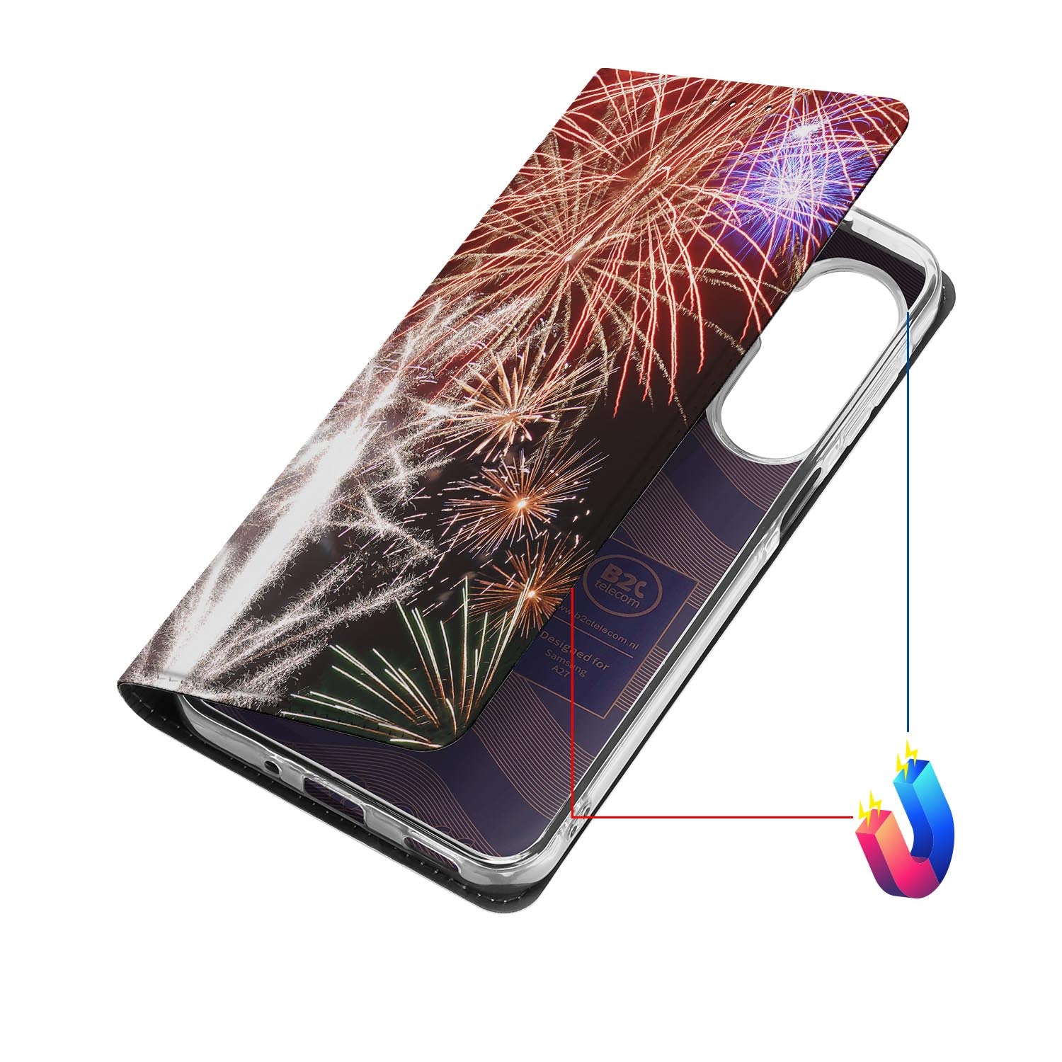Samsung Galaxy A27 bookcase Vuurwerk met kunstleren klep