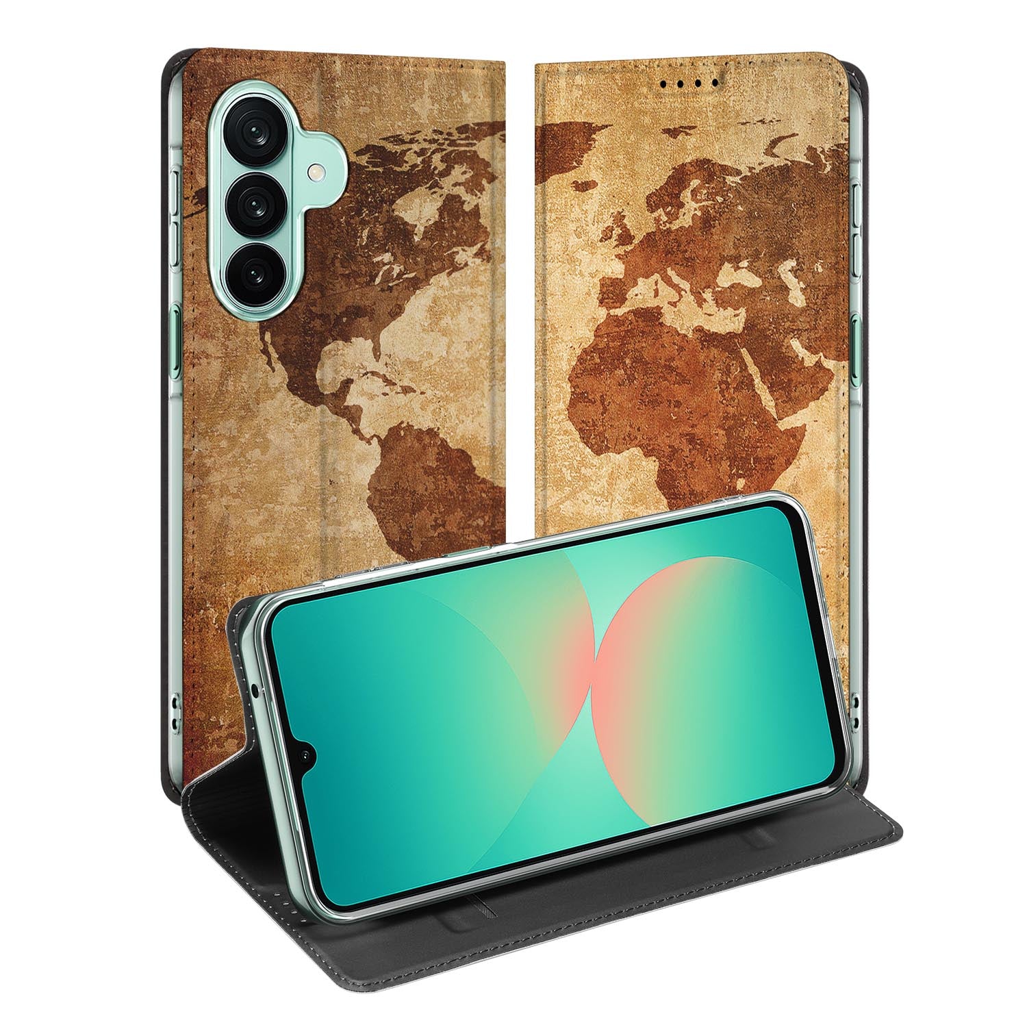 Samsung Galaxy A27 standcase met Wereldkaart-print