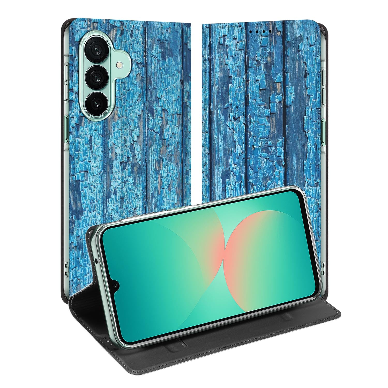 Samsung Galaxy A27 standcase met Wood Blue-print