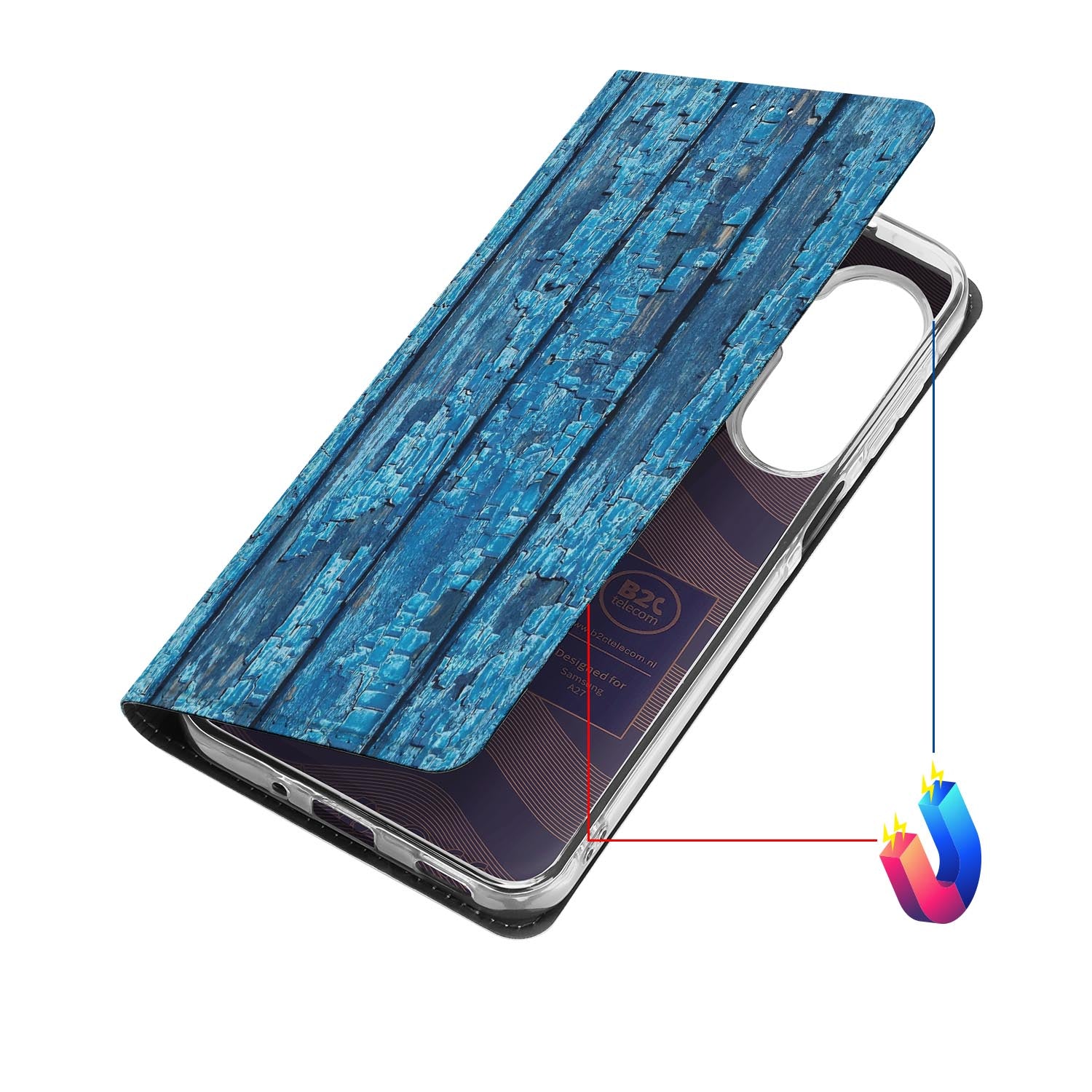 Samsung Galaxy A27 bookcase Wood Blue met kunstleren klep