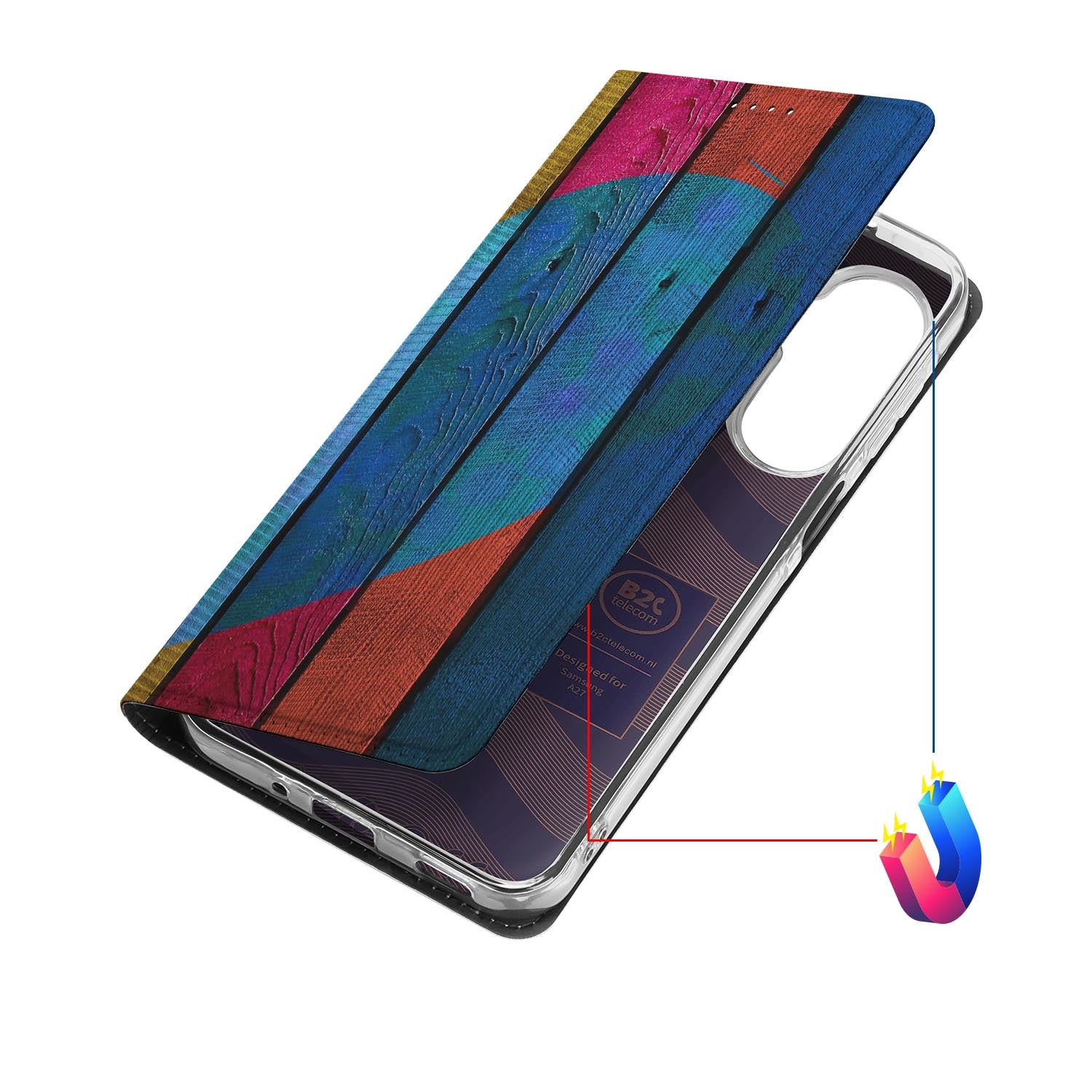Samsung Galaxy A27 bookcase Wood Heart met kunstleren klep
