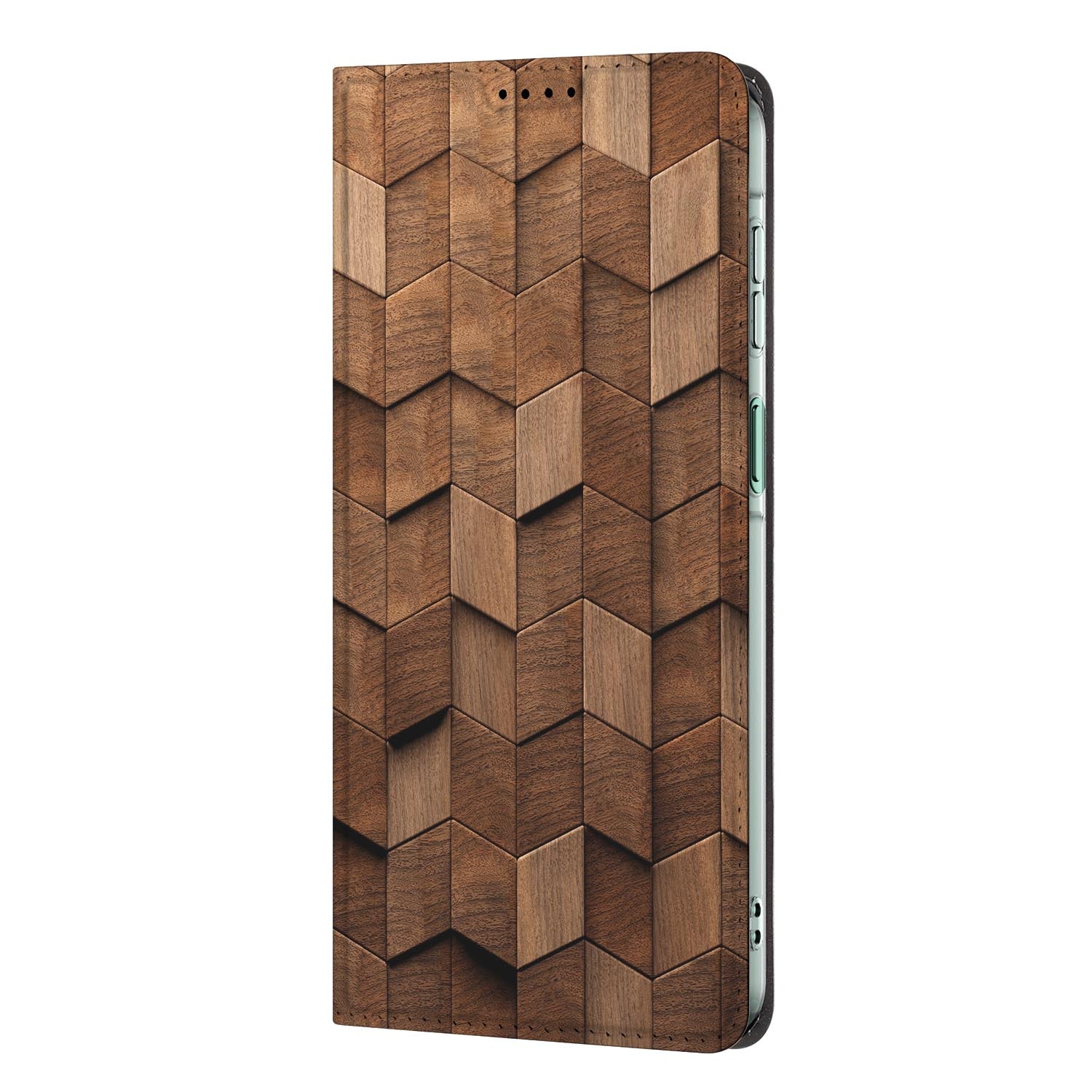 Samsung Galaxy A27 standcase Wooden Cubes met uitklapbare standaard
