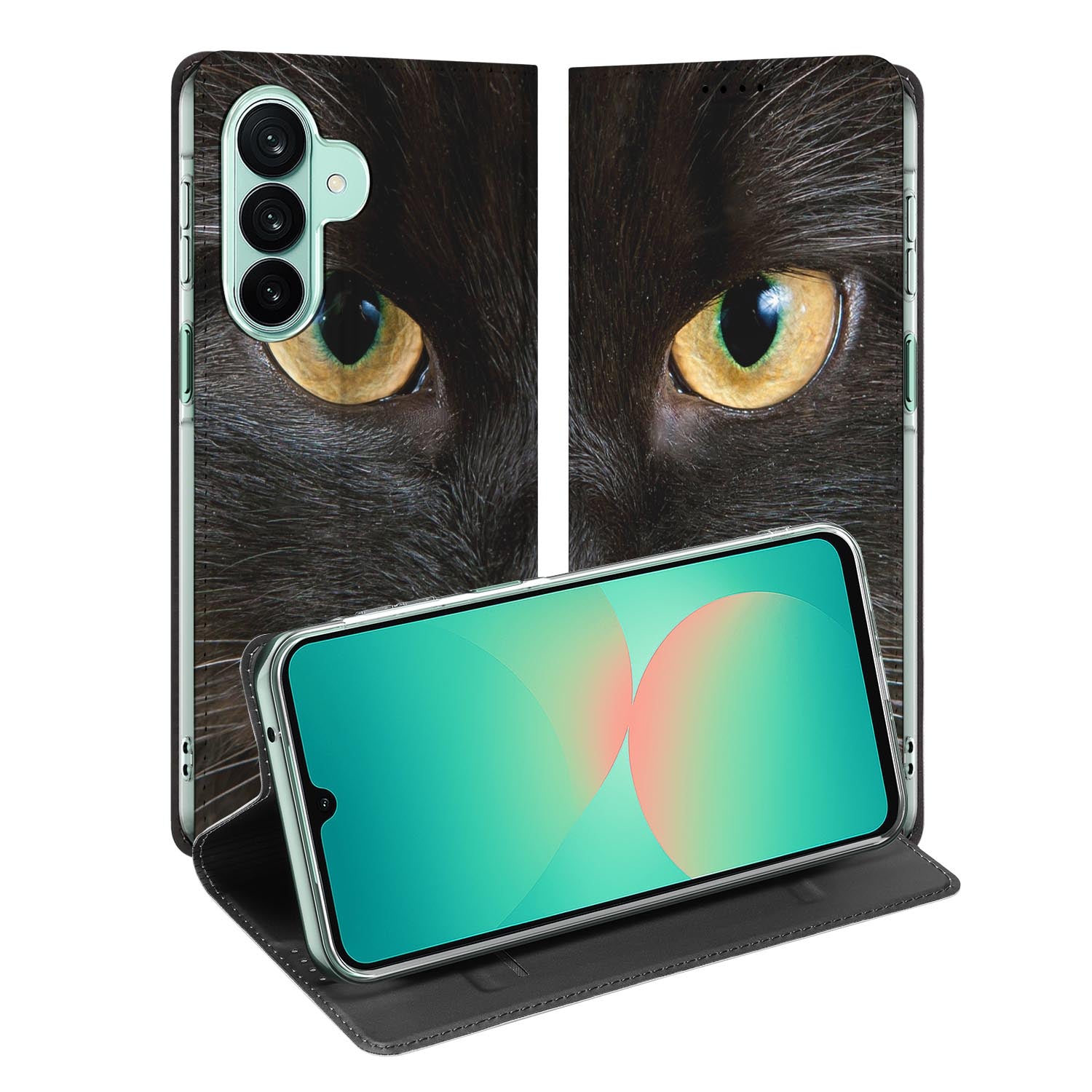 Samsung Galaxy A27 standcase met Zwarte Kat-print