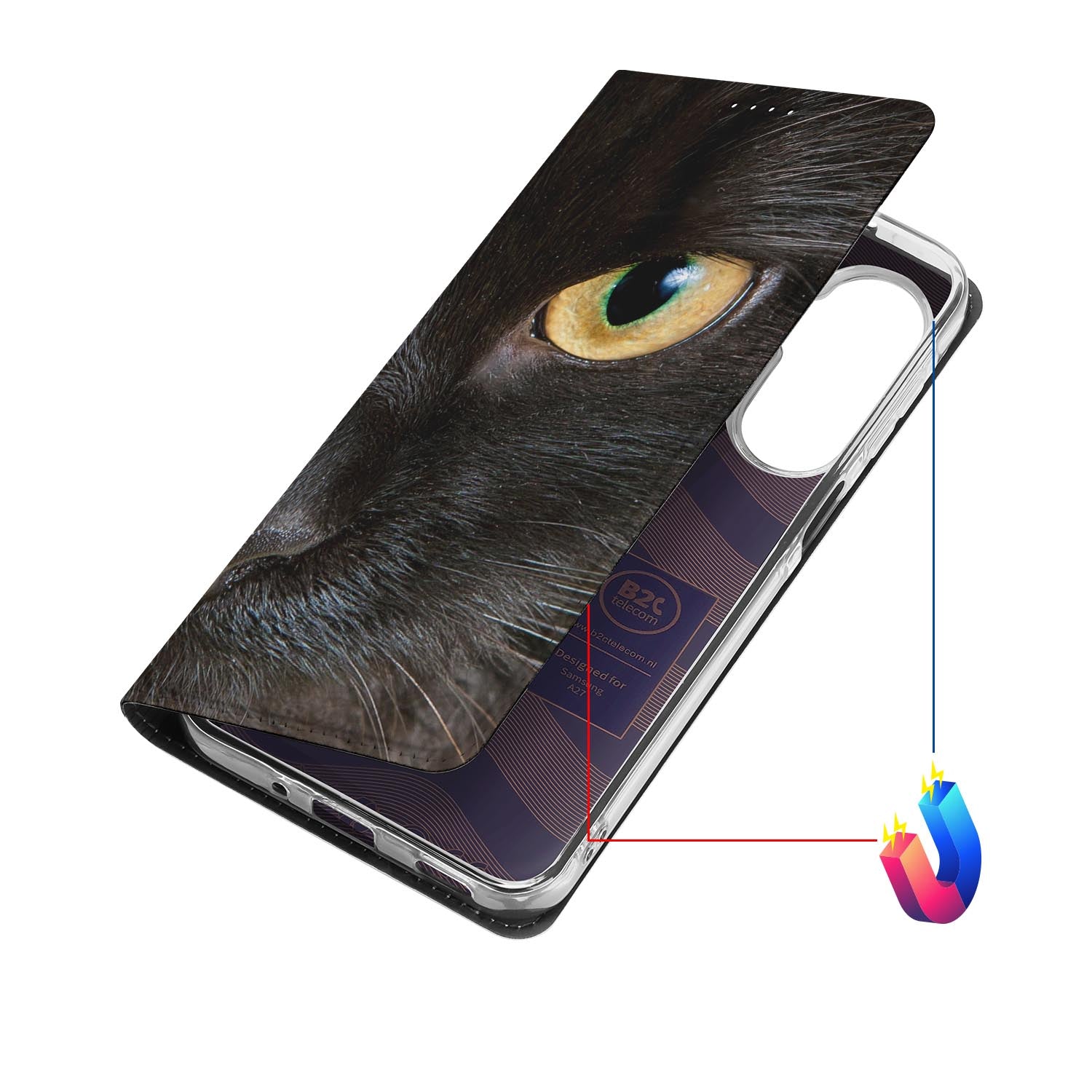 Samsung Galaxy A27 bookcase Zwarte Kat met kunstleren klep