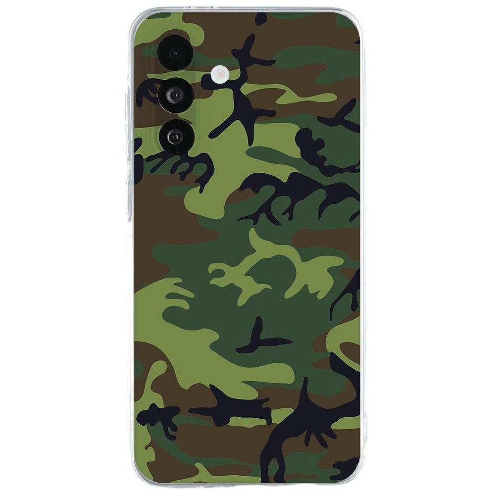 Bedrukt hoesje met donker Army camouflagepatroon om een Samsung Galaxy A27