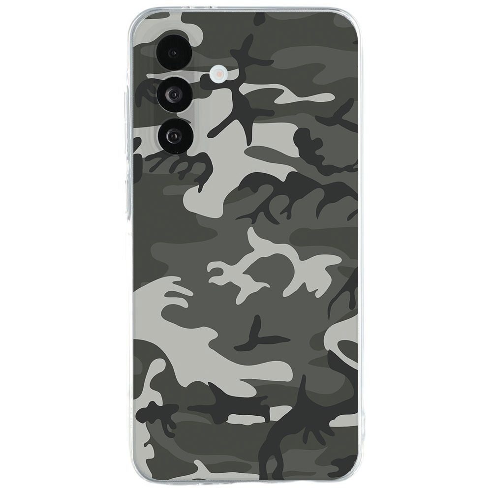 Samsung Galaxy A27 back cover met lichte camouflageprint in grijs en groen