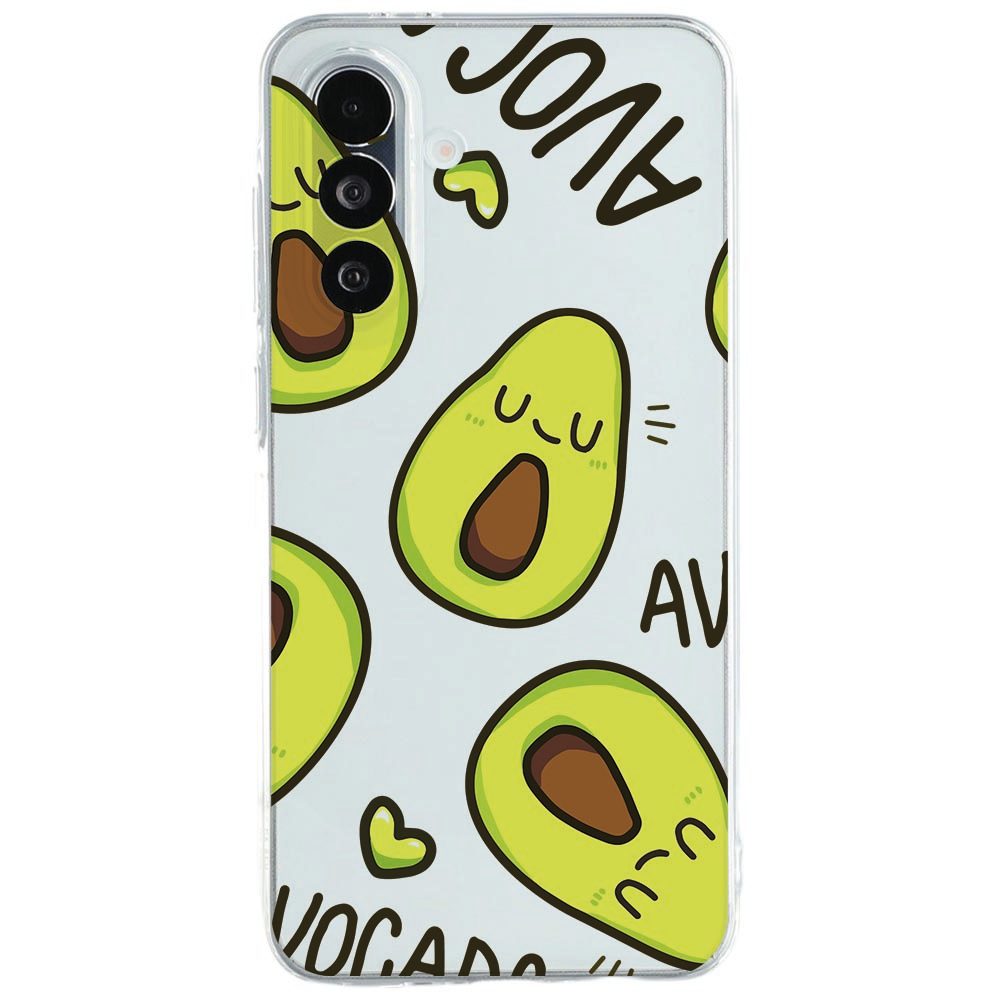 Samsung Galaxy A27 back cover Avocado Singing met zingende avocado-illustratie in groen en wit