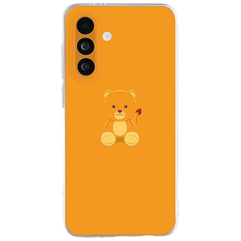 Oranje Samsung Galaxy A27 siliconen hoesje met getekende baby beer