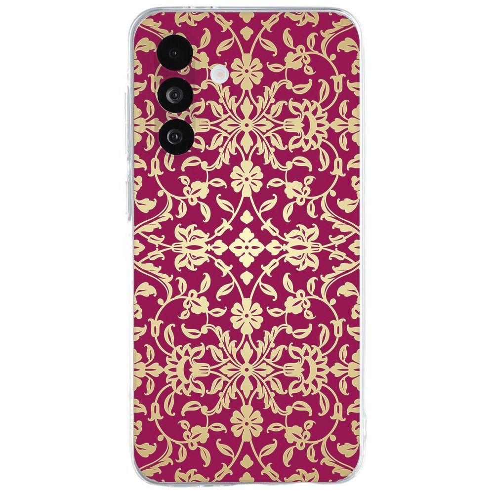 Samsung Galaxy A27 TPU hoesje Barok Pink met gouden ornamenten op roze