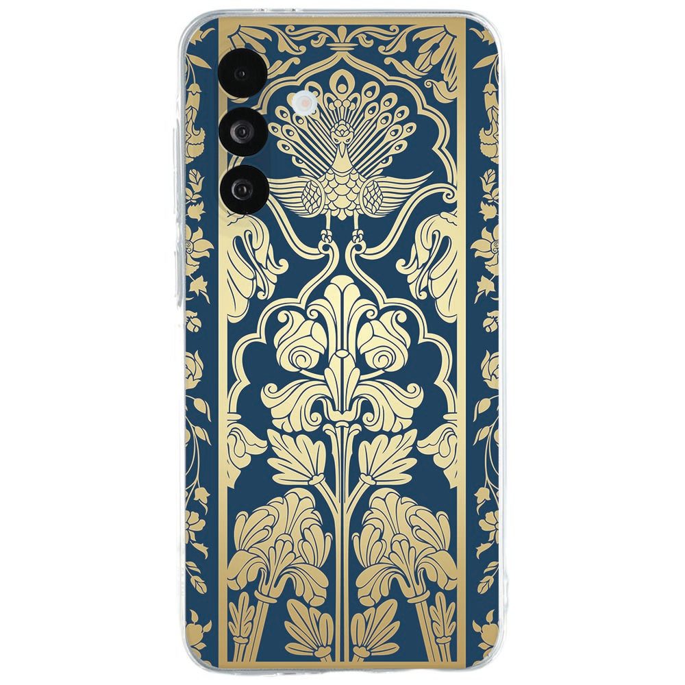 Samsung Galaxy A27 hoesje Beige Flowers met botanische print in beige en groen