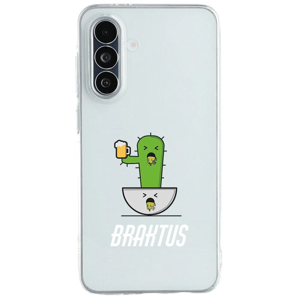 Softcase voor Samsung Galaxy A27 met groene Braktus cactus-illustratie op de achterkant