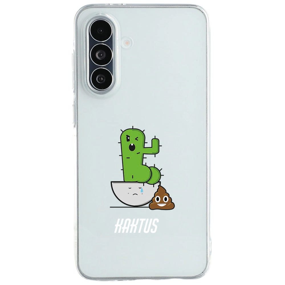 Samsung Galaxy A27 softcase Cactus Poo met cactusillustraties op doorzichtige achtergrond