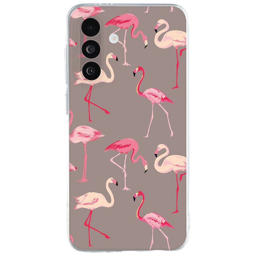 Roze Samsung Galaxy A27 back cover met flamingo's en groene bladeren