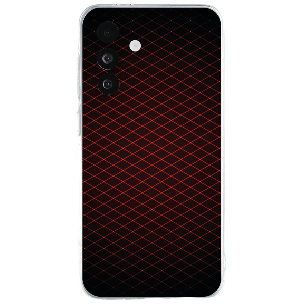 Samsung Galaxy A27 siliconen hoesje met rood-zwart geruit patroon op de achterkant
