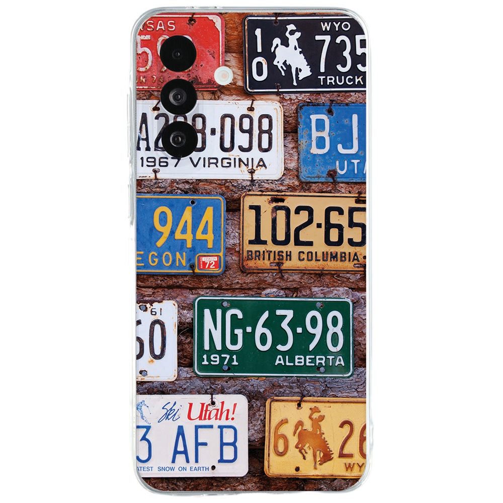 Samsung Galaxy A27 back cover hoesje Kentekenplaten met vintage nummerborden in verweerde kleuren