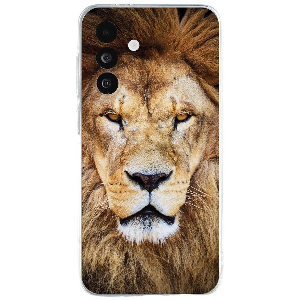 Bedrukt Samsung Galaxy A27 hoesje met getekende leeuwenkop in bruin en zwart