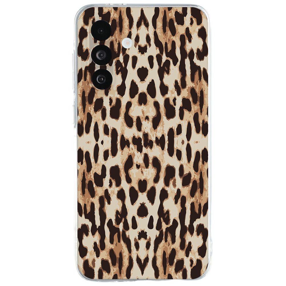 Samsung Galaxy A27 hoesje met bruin-beige luipaardprint op de achterkant