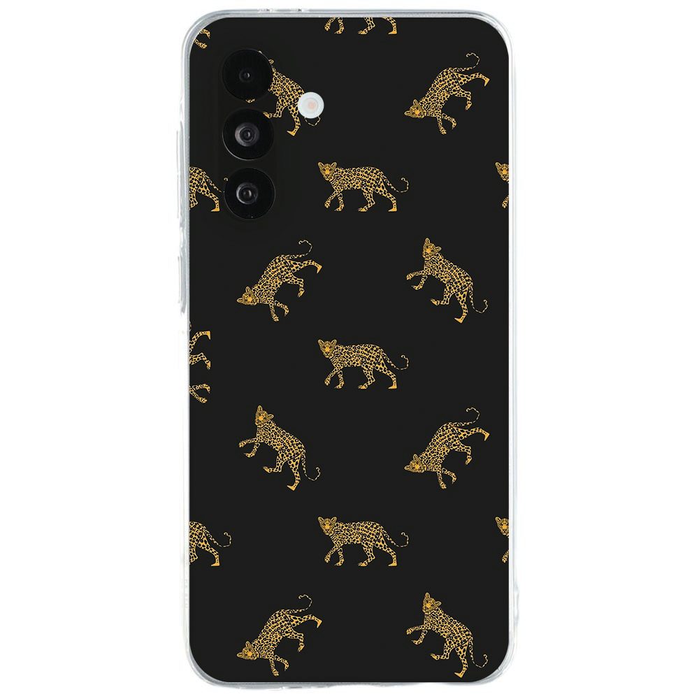 Samsung Galaxy A27 TPU hoesje Leopards met luipaardprint in zwart en goud