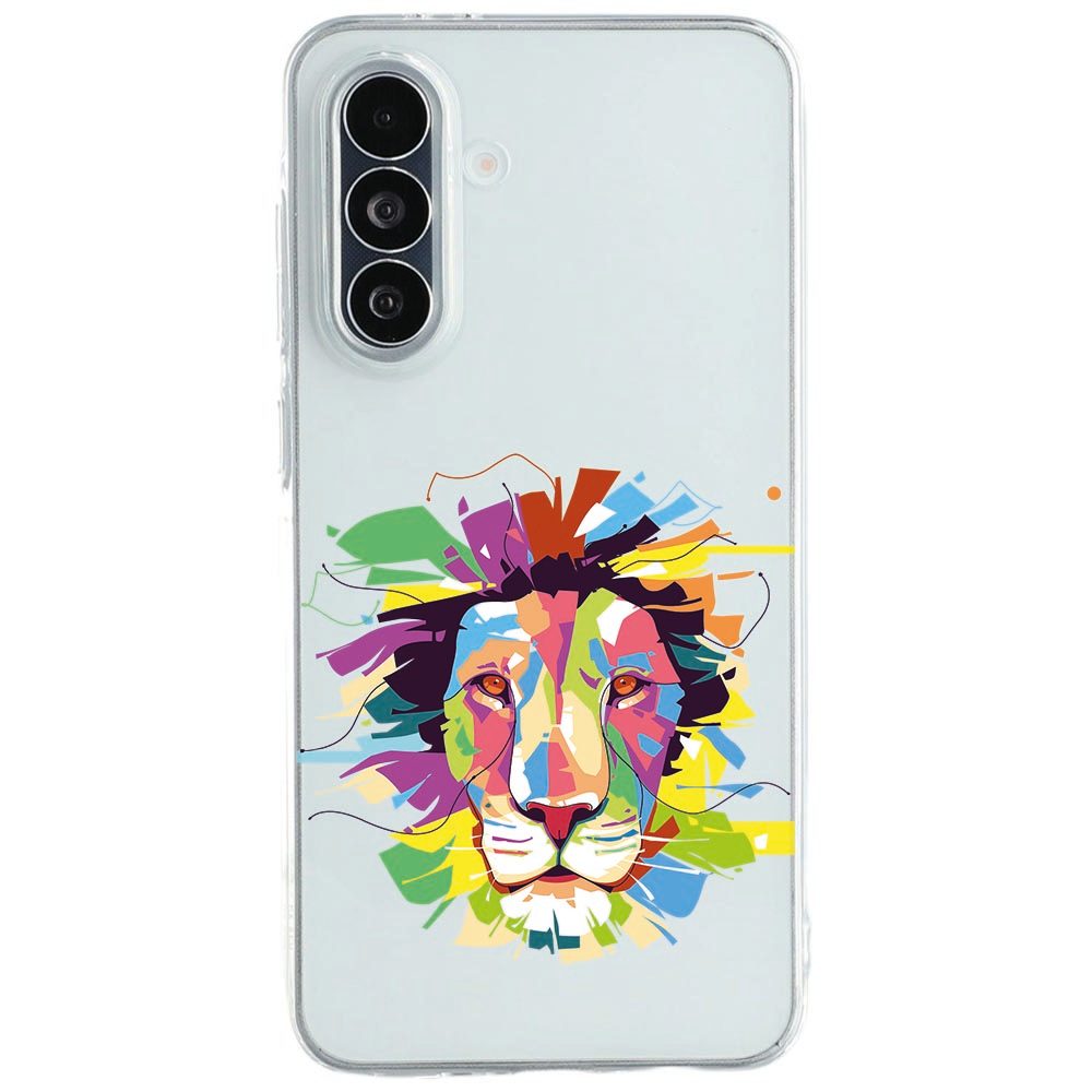 Samsung Galaxy A27 siliconen hoesje met veelkleurige geometrische leeuw Lion Color