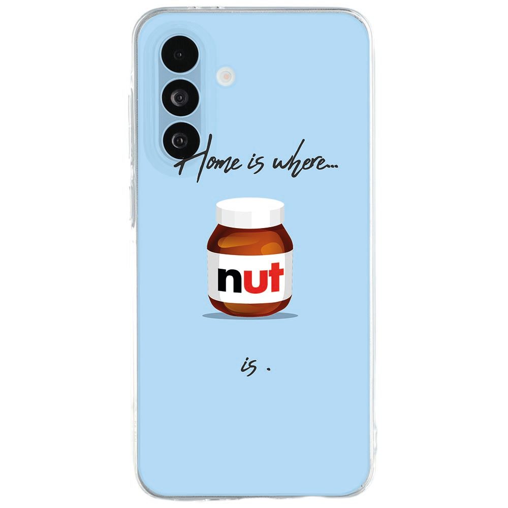 Samsung Galaxy A27 siliconen hoesje Nut Home met blauw notendesign op de achterkant