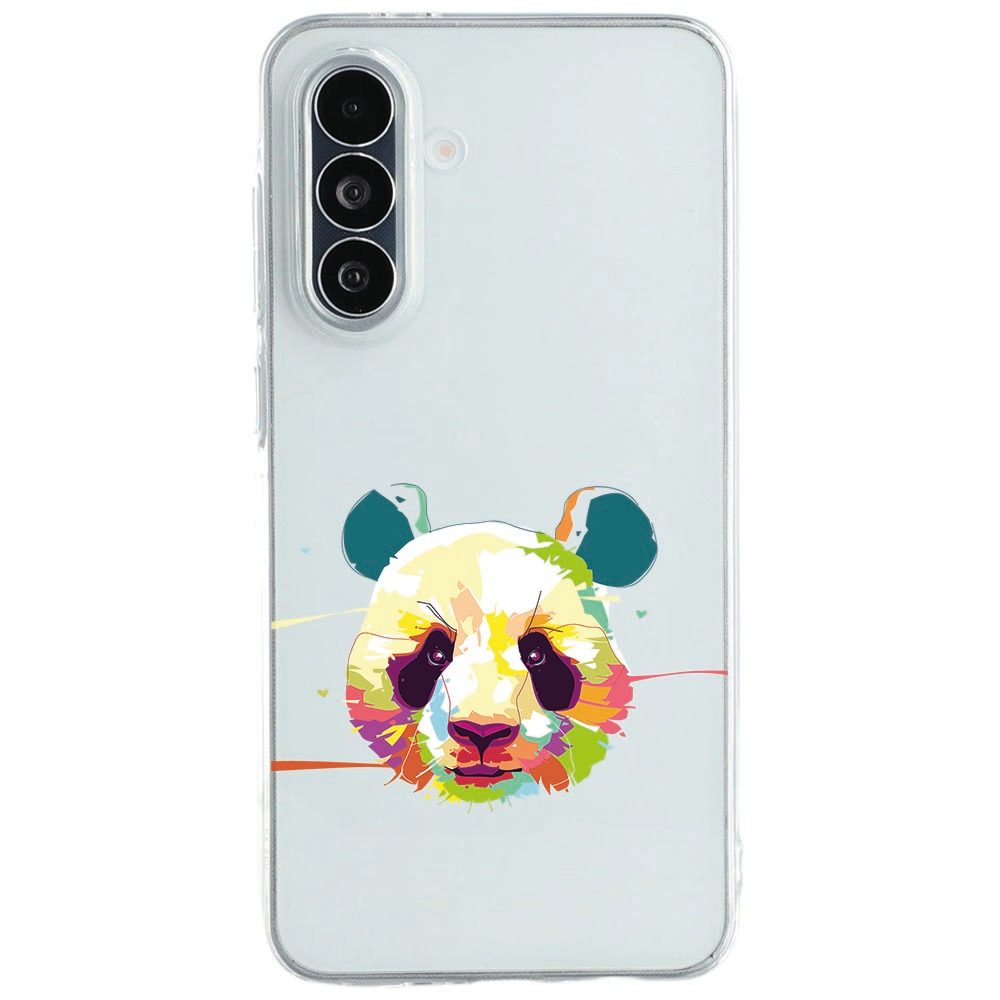 Samsung Galaxy A27 softcase hoesje Panda Color met panda tussen gekleurde vlakken