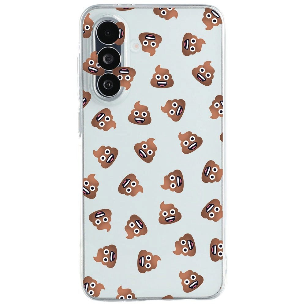 Samsung Galaxy A27 back cover hoesje bedrukt met wit-zwarte poep-emojis