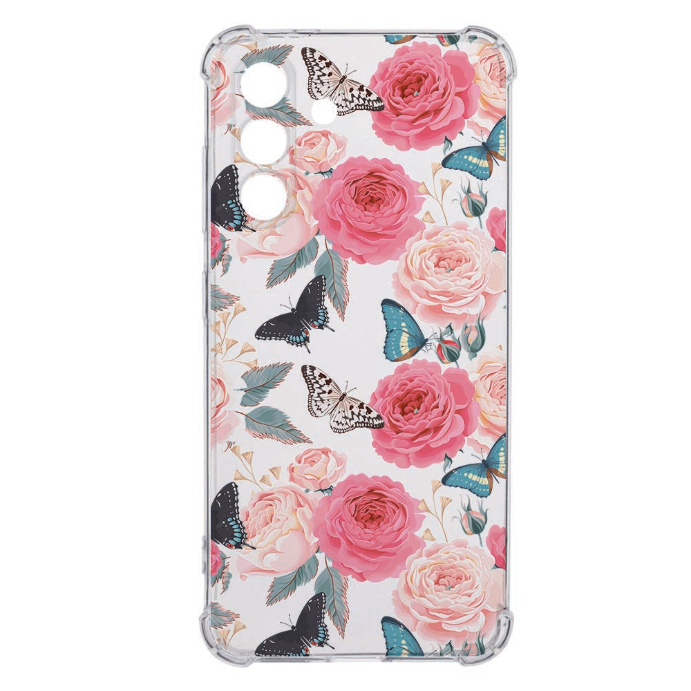 Samsung Galaxy A36 Flexibele back cover - Butterfly Roses TPU Antishock