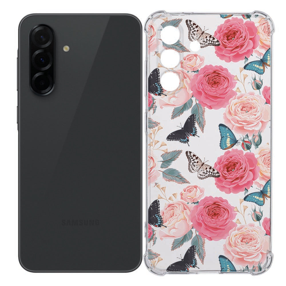 Samsung Galaxy A36 Flexibele back cover - Butterfly Roses TPU Antishock