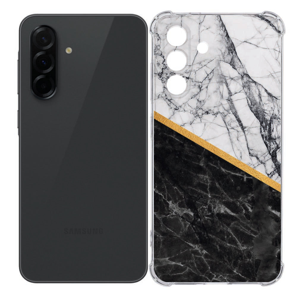 Samsung Galaxy A36 Flexibele back cover - Marble White Black TPU Antishock