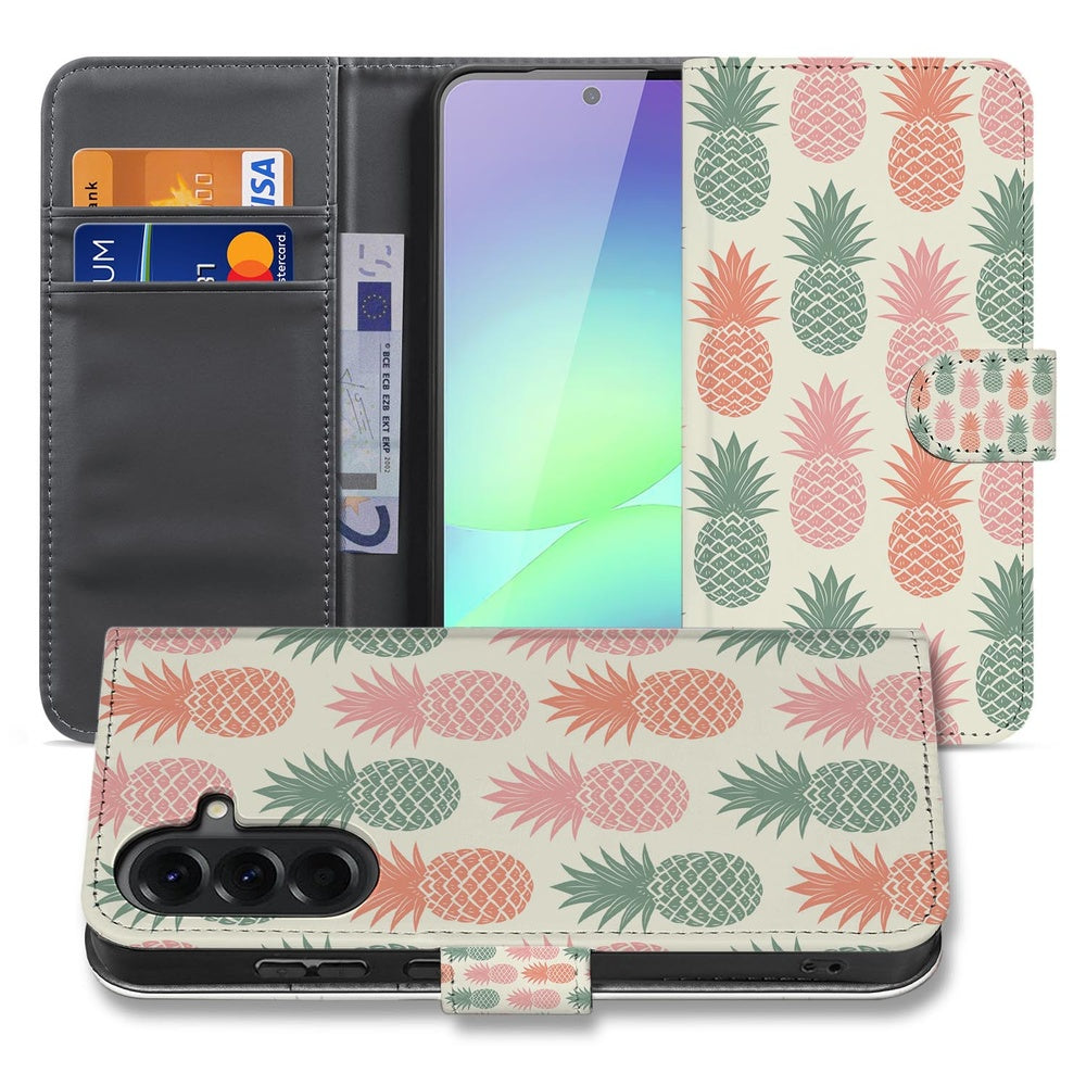 Samsung Galaxy A37 Book Case Ananas Roze Rood Groen