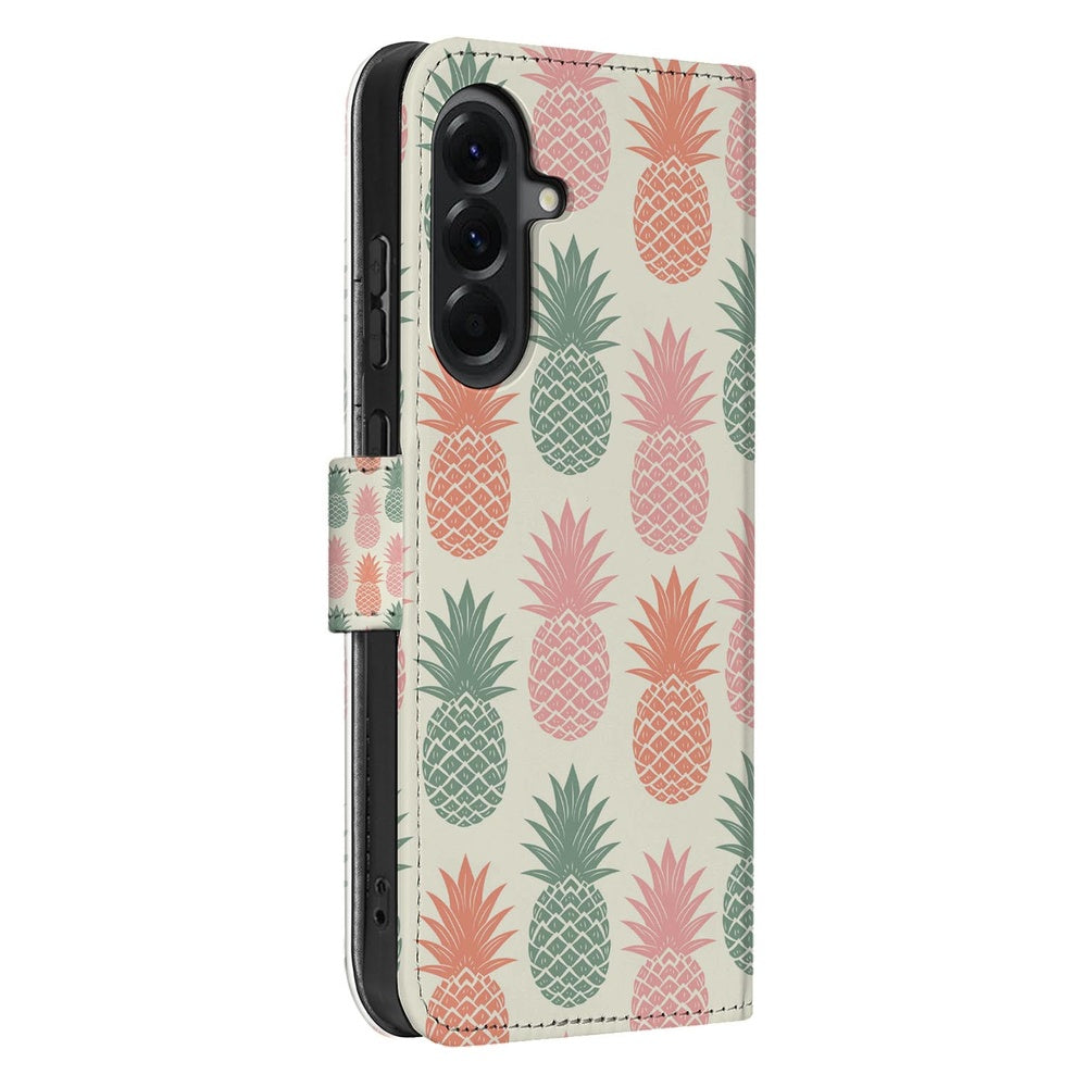 Samsung Galaxy A37 Book Case Ananas Roze Rood Groen