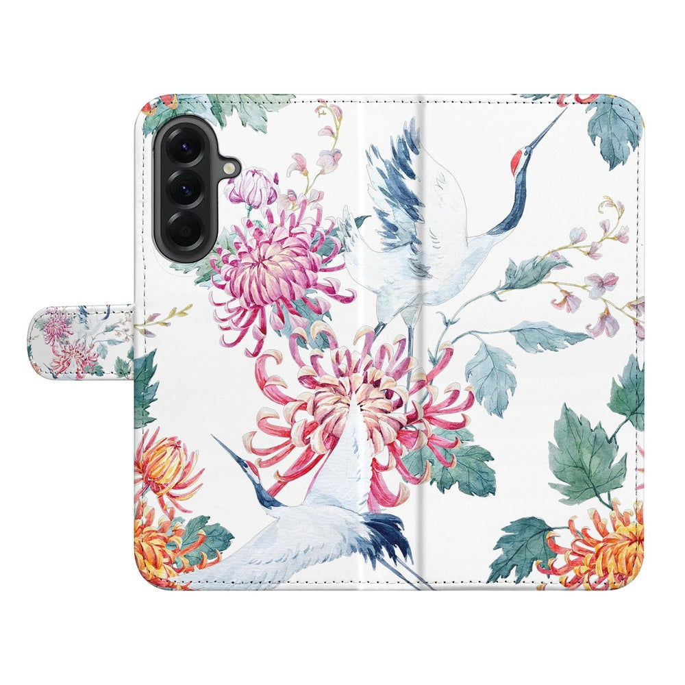 Samsung Galaxy A37 Book Case Hoesje Bird Flowers Print