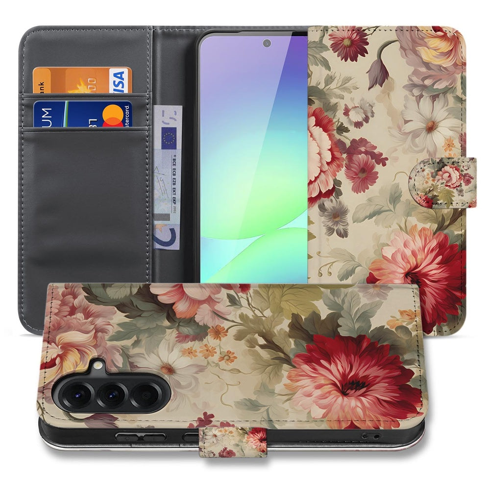 Portemonnee Hoesje Samsung Galaxy A37 Bloemenprint
