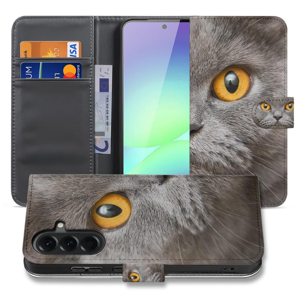 Samsung Galaxy A37 Bookcase Hoesje Britse Korthaar met Pasjeshouder Vooraanzicht Binnenkant.
