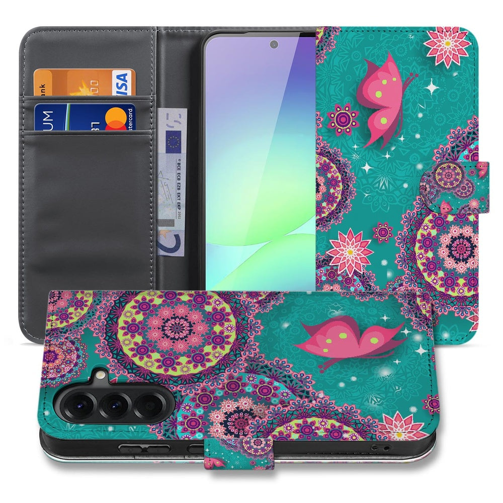 Samsung Galaxy A37 Book Case Hoesje Cirkels en Vlinders