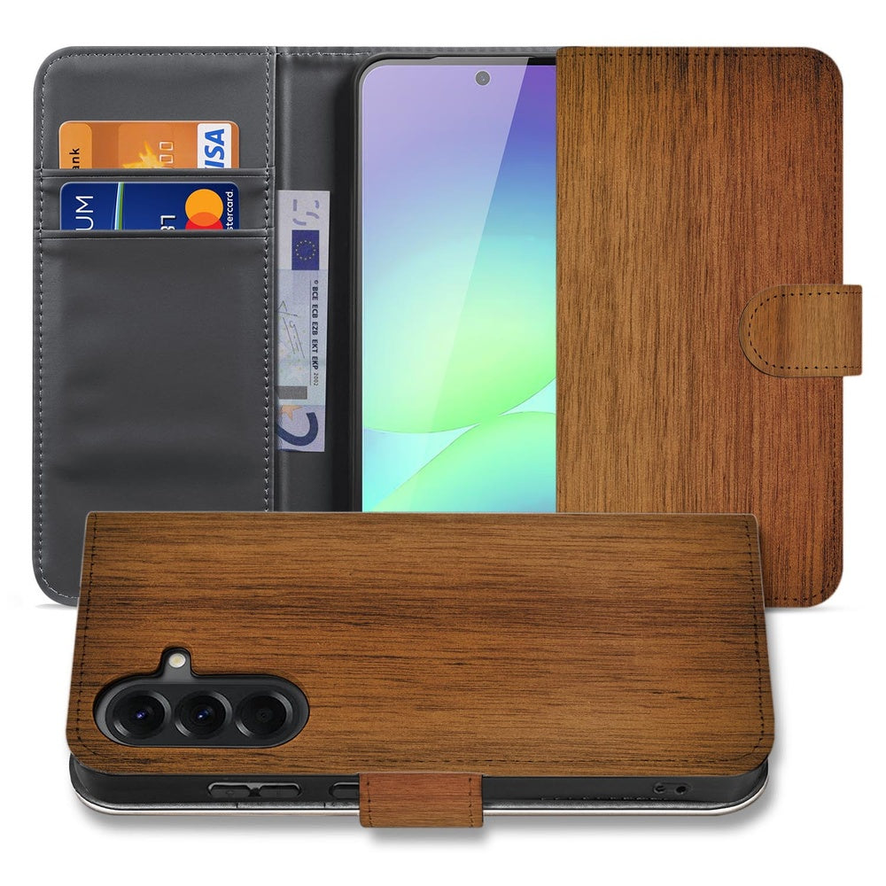 Samsung Galaxy A37 Book Case Hoesje Donker Hout