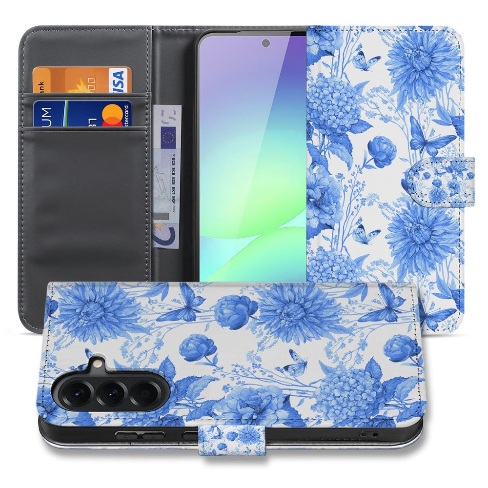 Book Case Samsung Galaxy A37 Blauw Bloemen