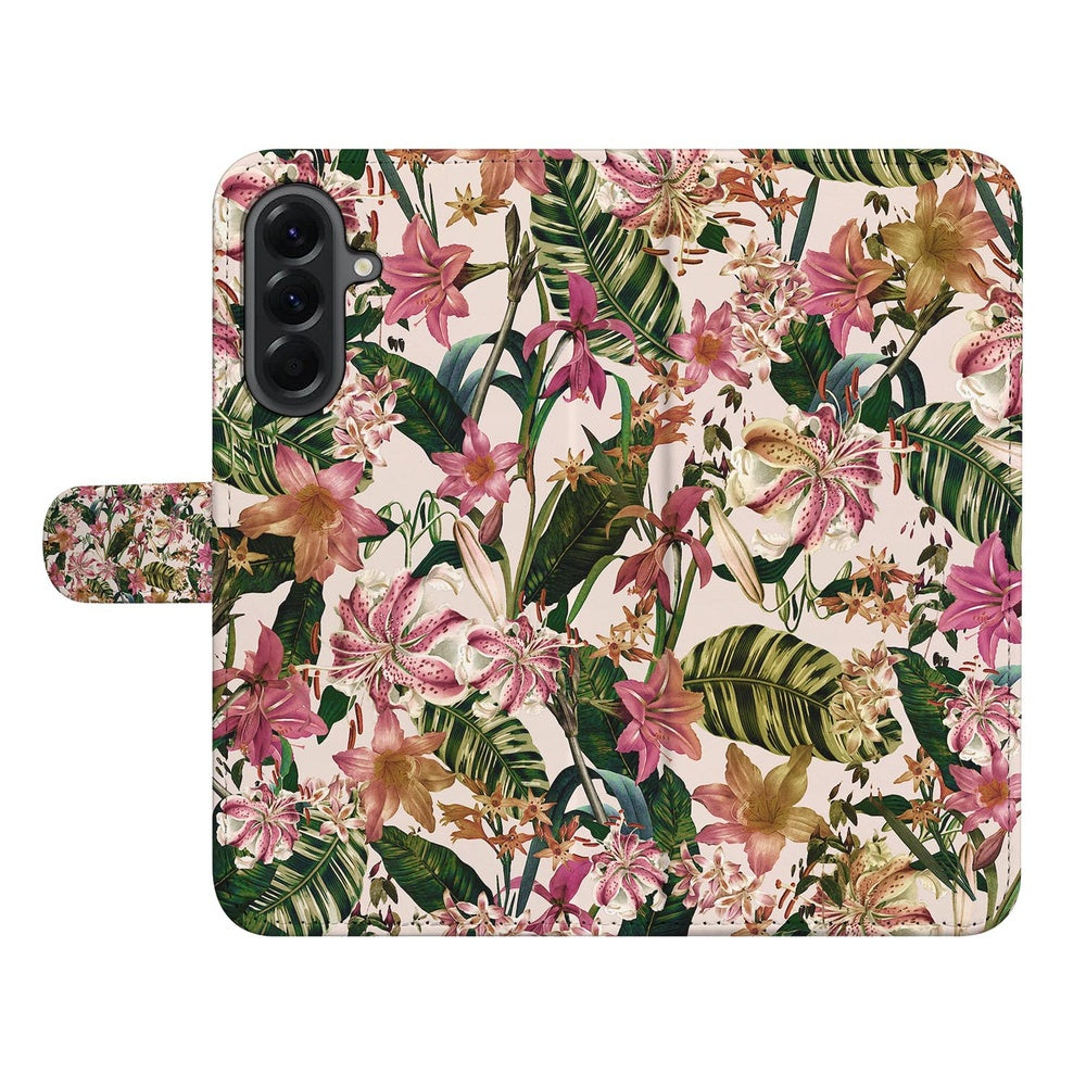 Book Case Samsung Galaxy A37 Paars Wit Bloemen