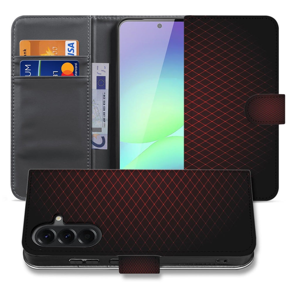 Samsung Galaxy A37 Hoesje Book Case Hoesje Geruit Rood