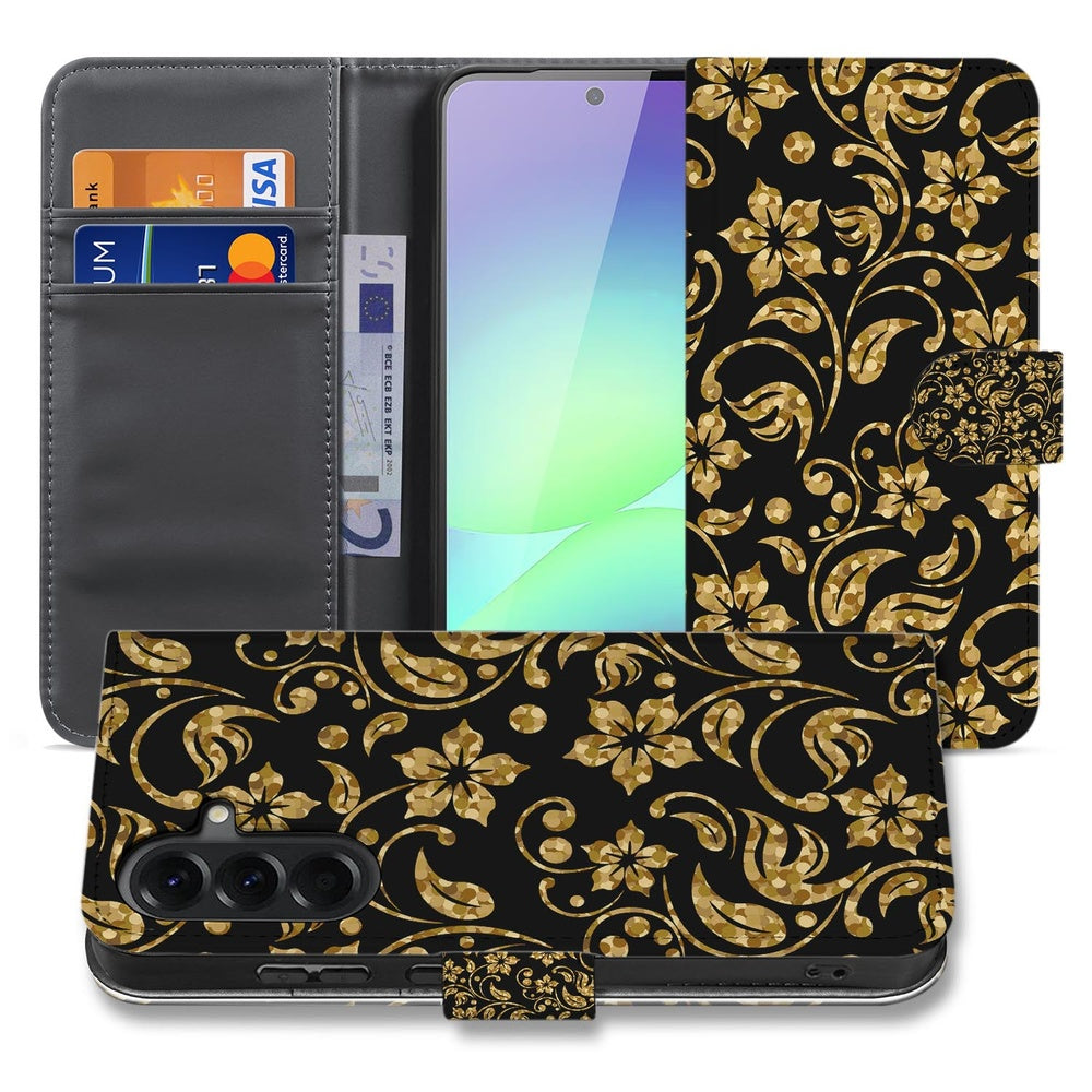 Samsung Galaxy A37 Hoesje Gouden Bloemen