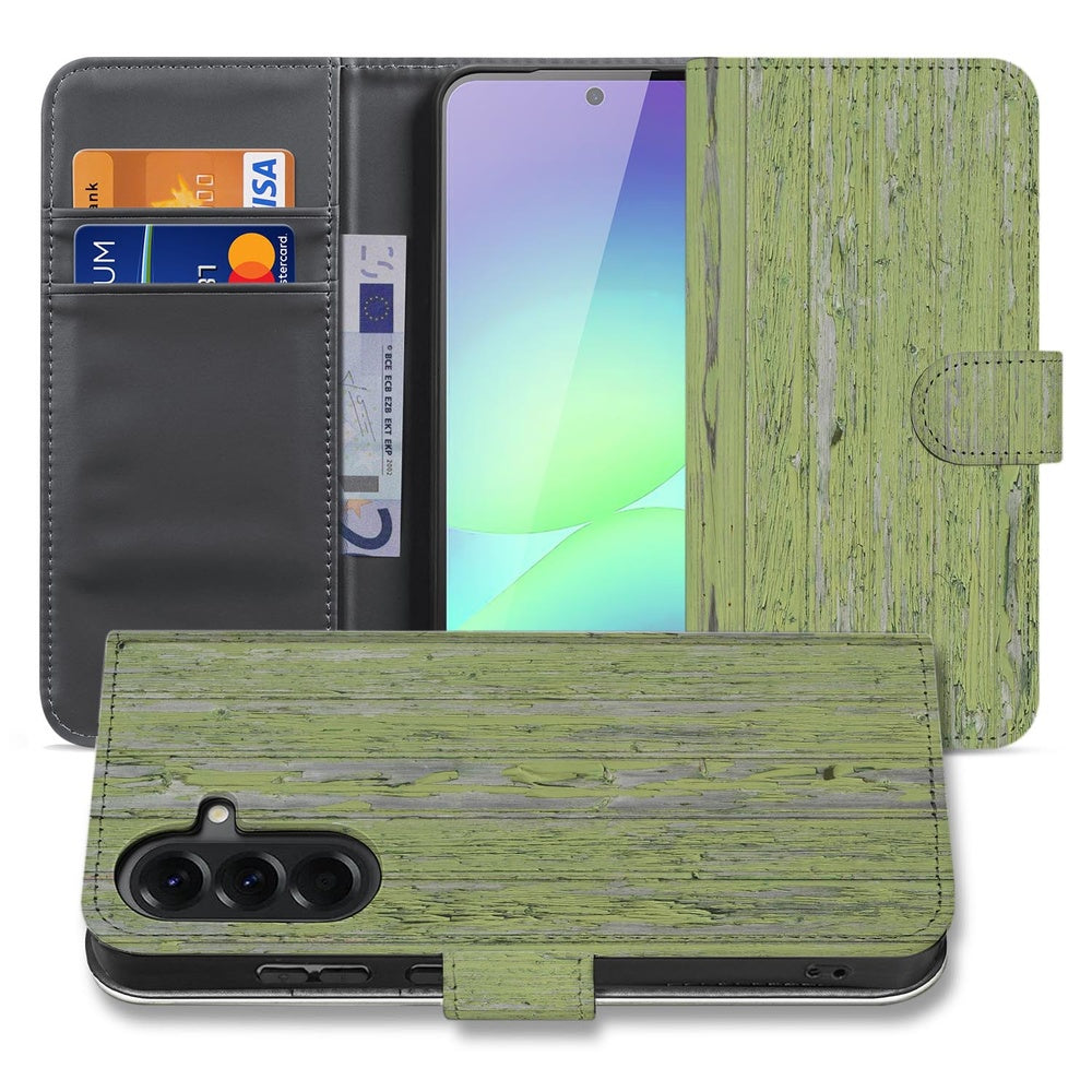 Book Case Samsung Galaxy A37 Groen Houtnerf