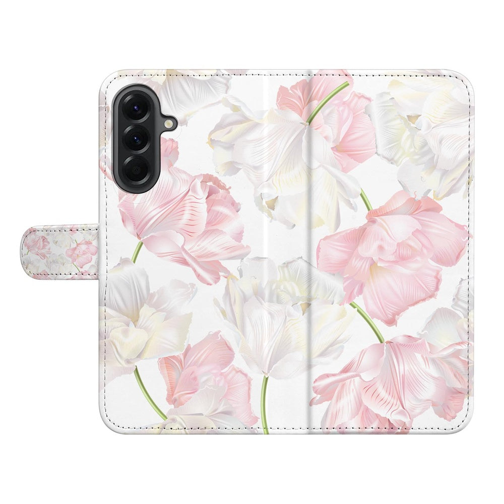 Samsung Galaxy A37 Book Case Hoesje Lovely Flowers Roze Wit