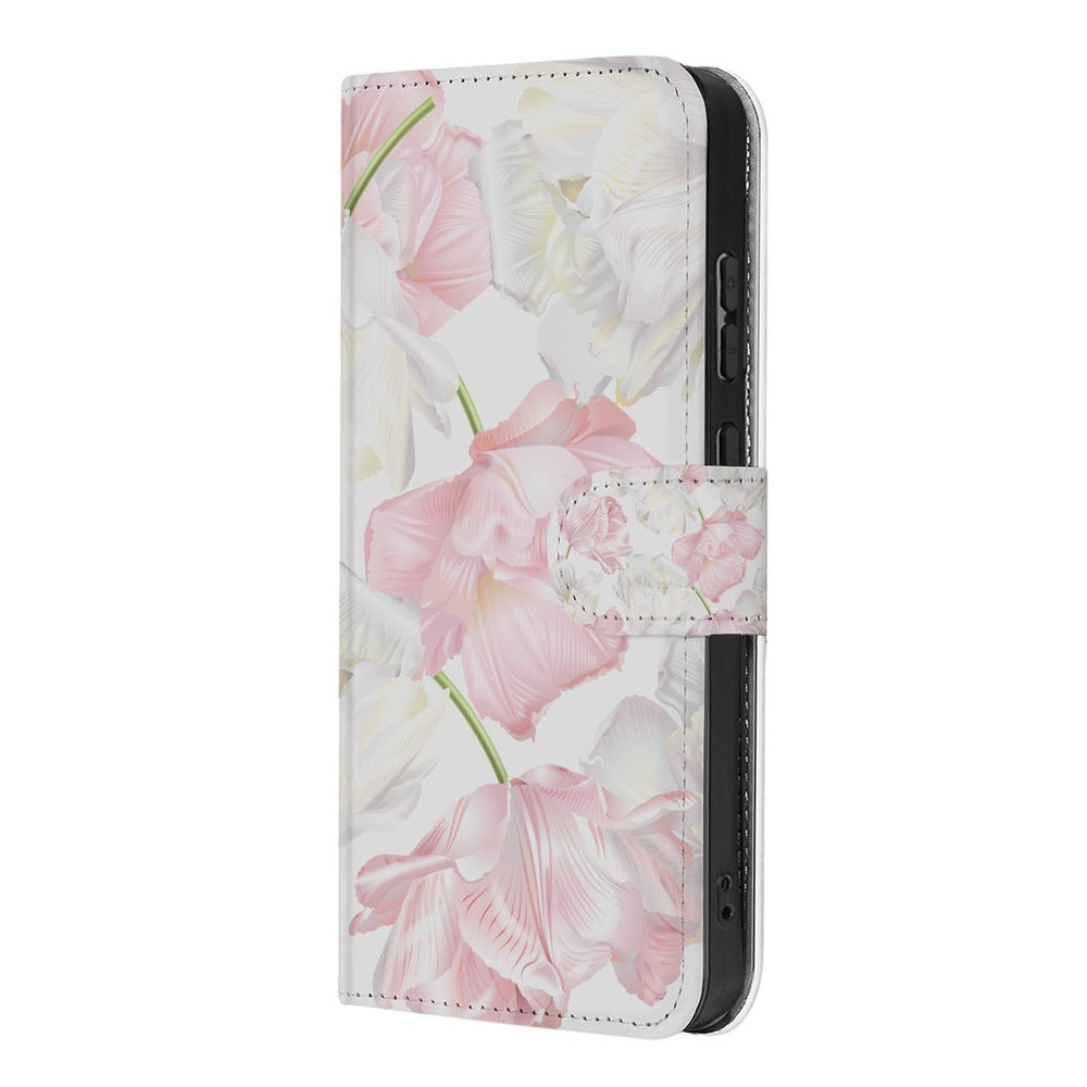 Samsung Galaxy A37 Book Case Hoesje Lovely Flowers Roze Wit