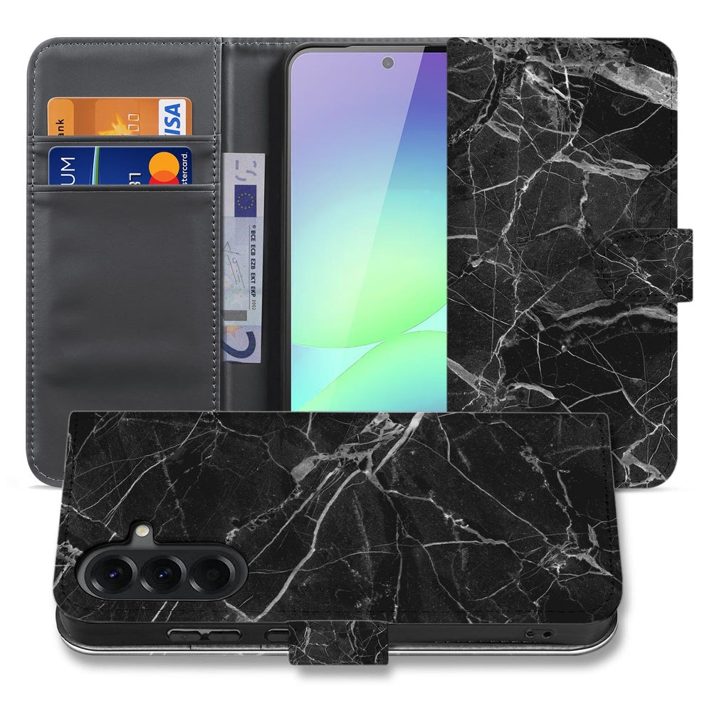Samsung Galaxy A37 Book Case Zwart Marmer